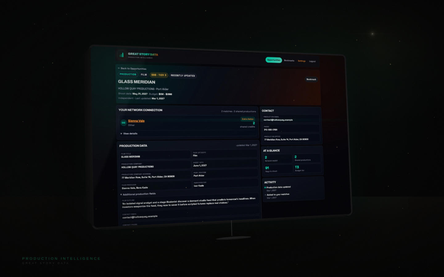 Great Story Data production index preview